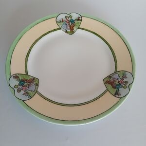 Vintage Handmade Decorative Cream and Green Plate Kissing Couples- Artist Signed